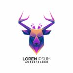 deer geometric polygon gradient colorful logo design